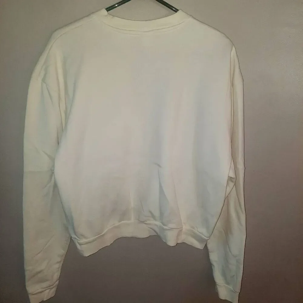 H&M Soft Cream Basic Essential Crewneck Sweatshirt Size Large - Picture 3 of 3